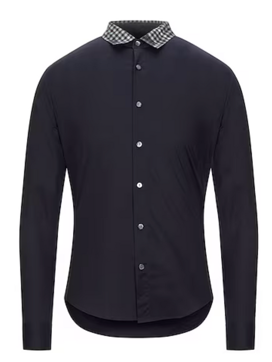 Emporio Armani Check Pattern Collar L/S Button Down Shirt